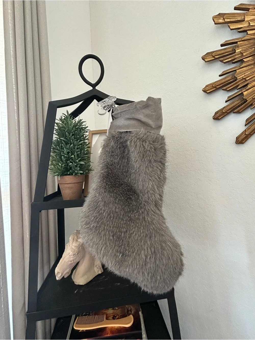 NWOT Pottery Barn Faux Mink Grey Stockings